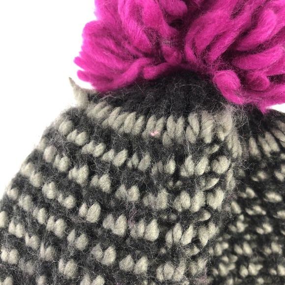 BKE BEANIE HAT CAP POM ACRYLIC GRAY PINK BEIGE ONE SIZE FITS MOST OSFM CAP - Picture 10 of 13
